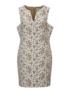 Katherine Kelly GORGEOUS Sleeveless White Lace Overlay Sheath Dress Lined 🕊️